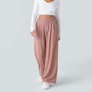 Halara Flex™ High Waisted Pocket Wide Leg Waffle Work Pants Rose Tan